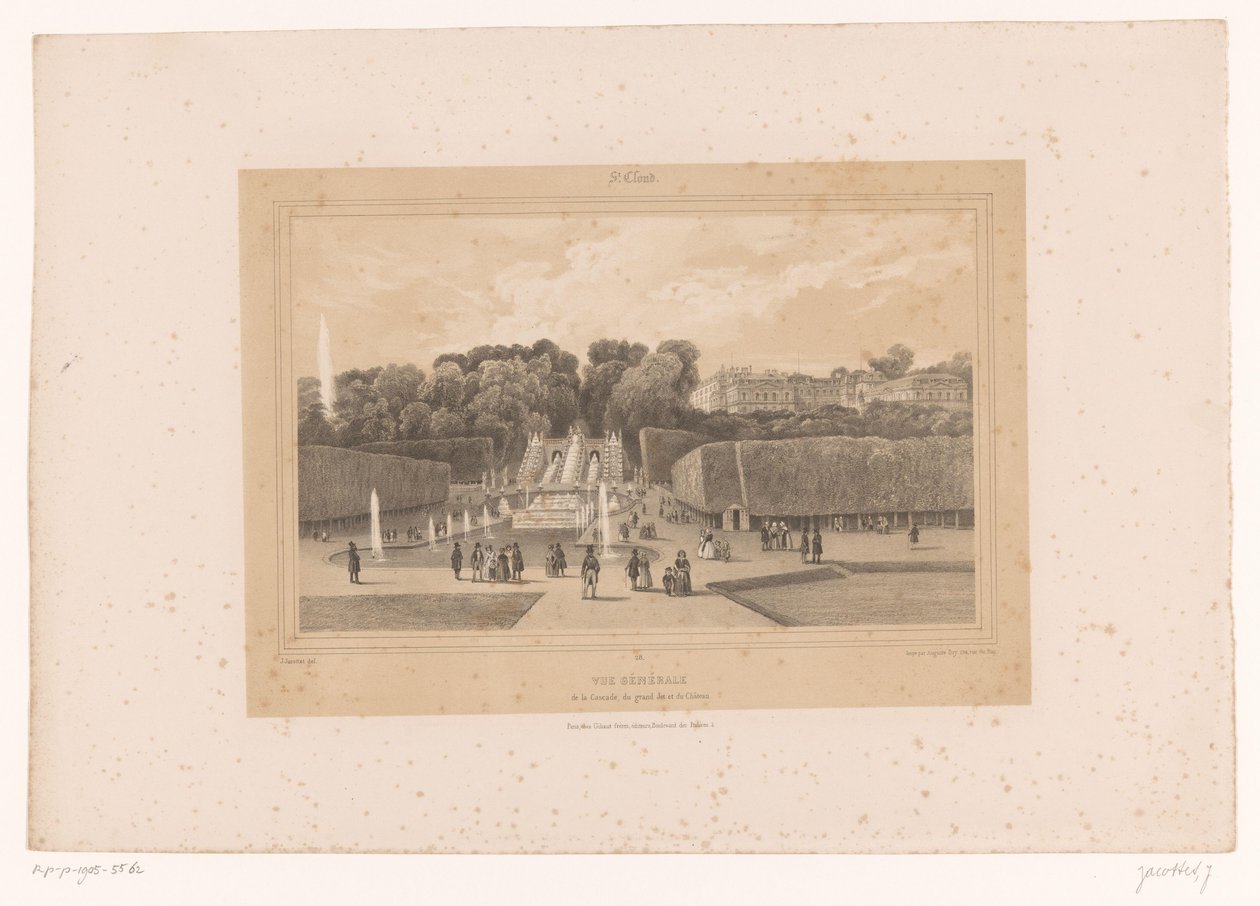 Zicht op het kasteel van Saint-Cloud in het park van Saint-Cloud door Louis Julien Jacottet
