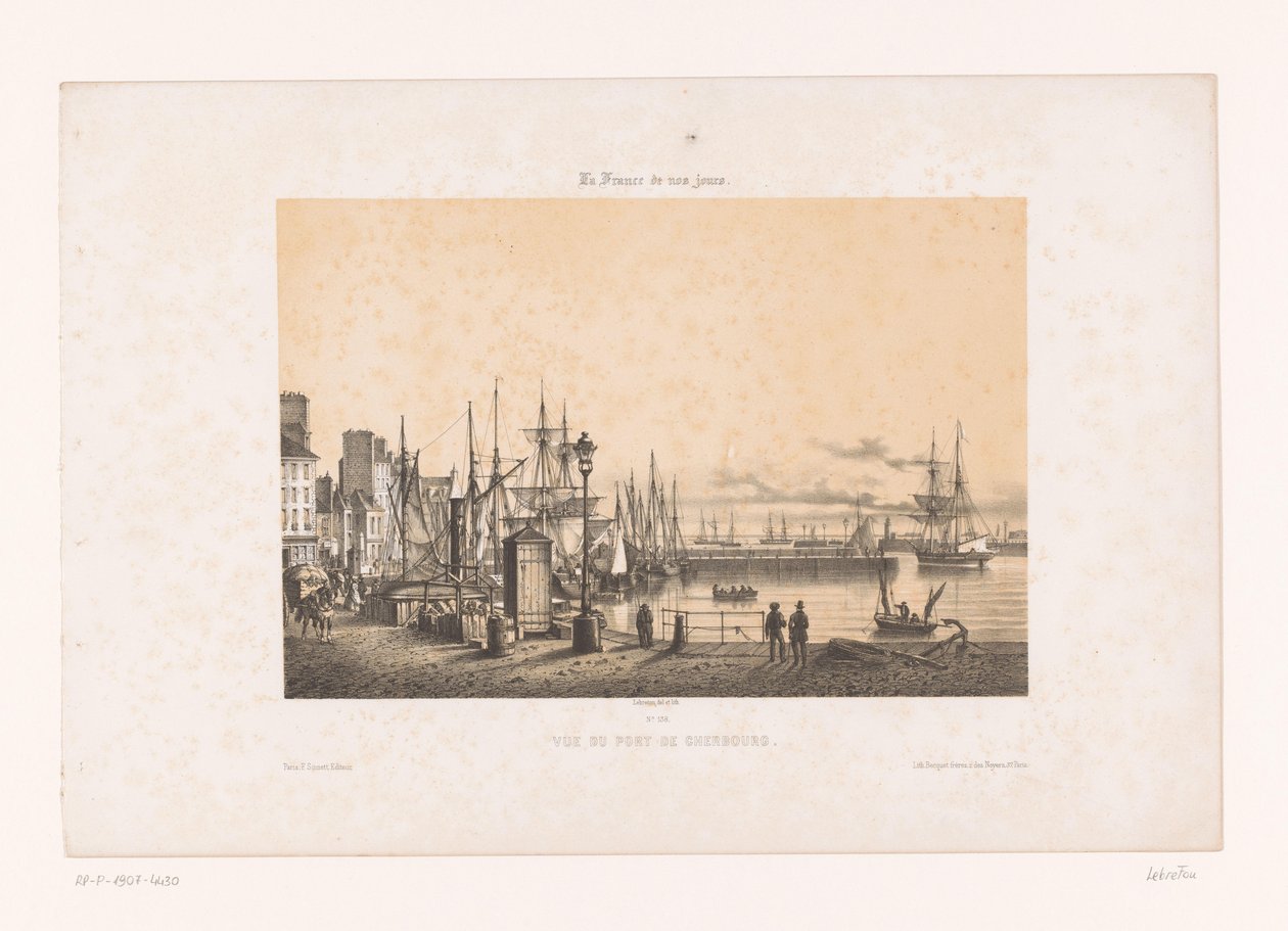 Zicht op de haven van Cherbourg door Louis Le Breton