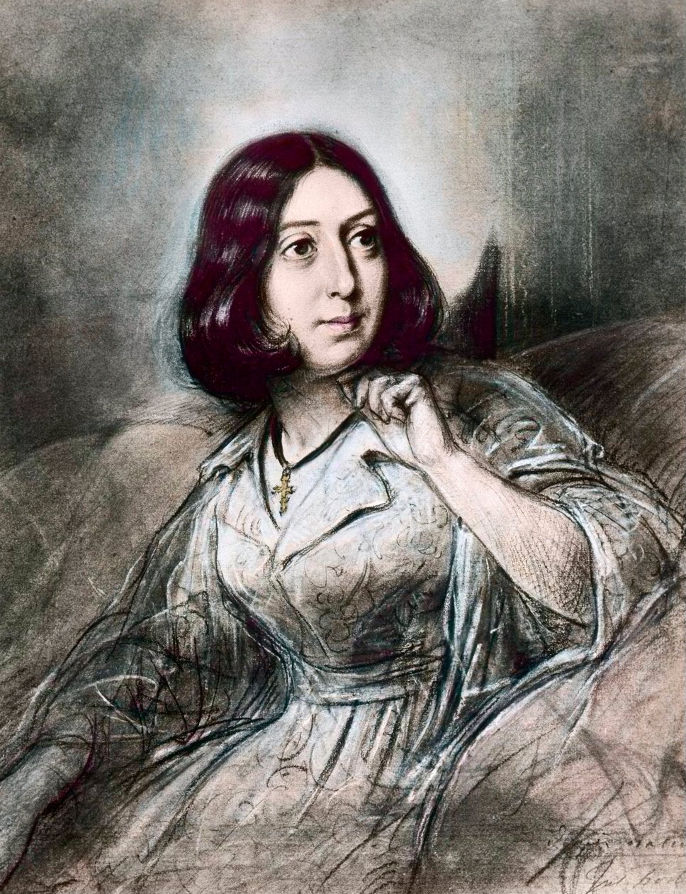 Portret van George Sand naar Louis Leopold Boilly door Louis Leopold (after) Boilly