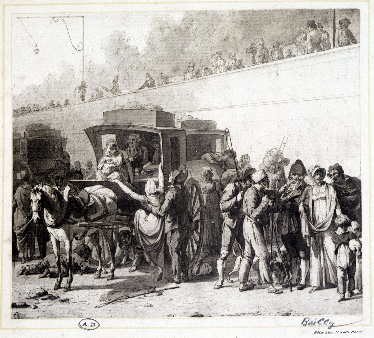 De aankomst van een diligence (heliogravure) door Louis Leopold (after) Boilly