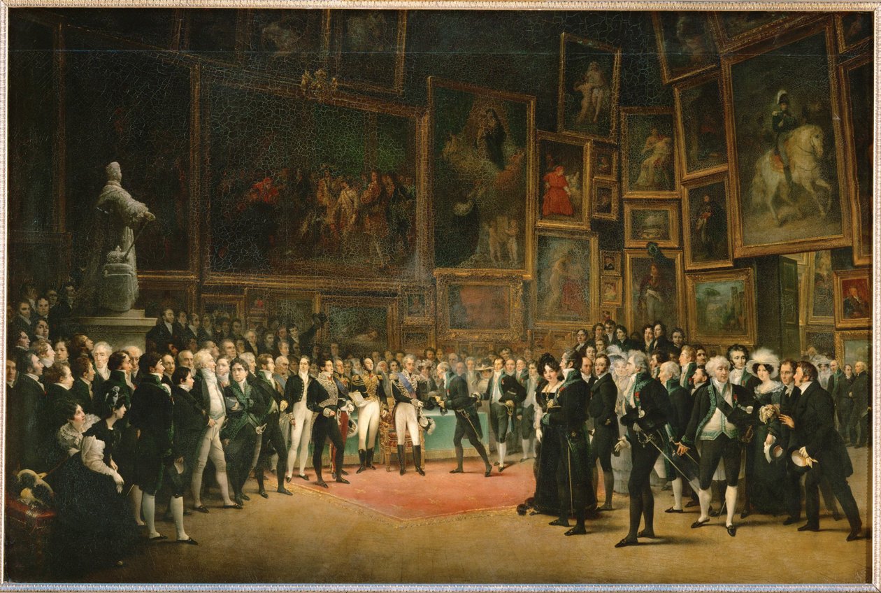 Aan het einde van de Salon van 1824, Koning Karel X ... door Louis Leopold Boilly