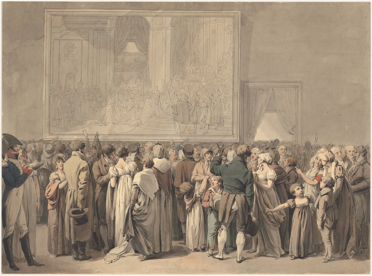 Het publiek in de salon van het Louvre, kijkend naar het schilderij van de 