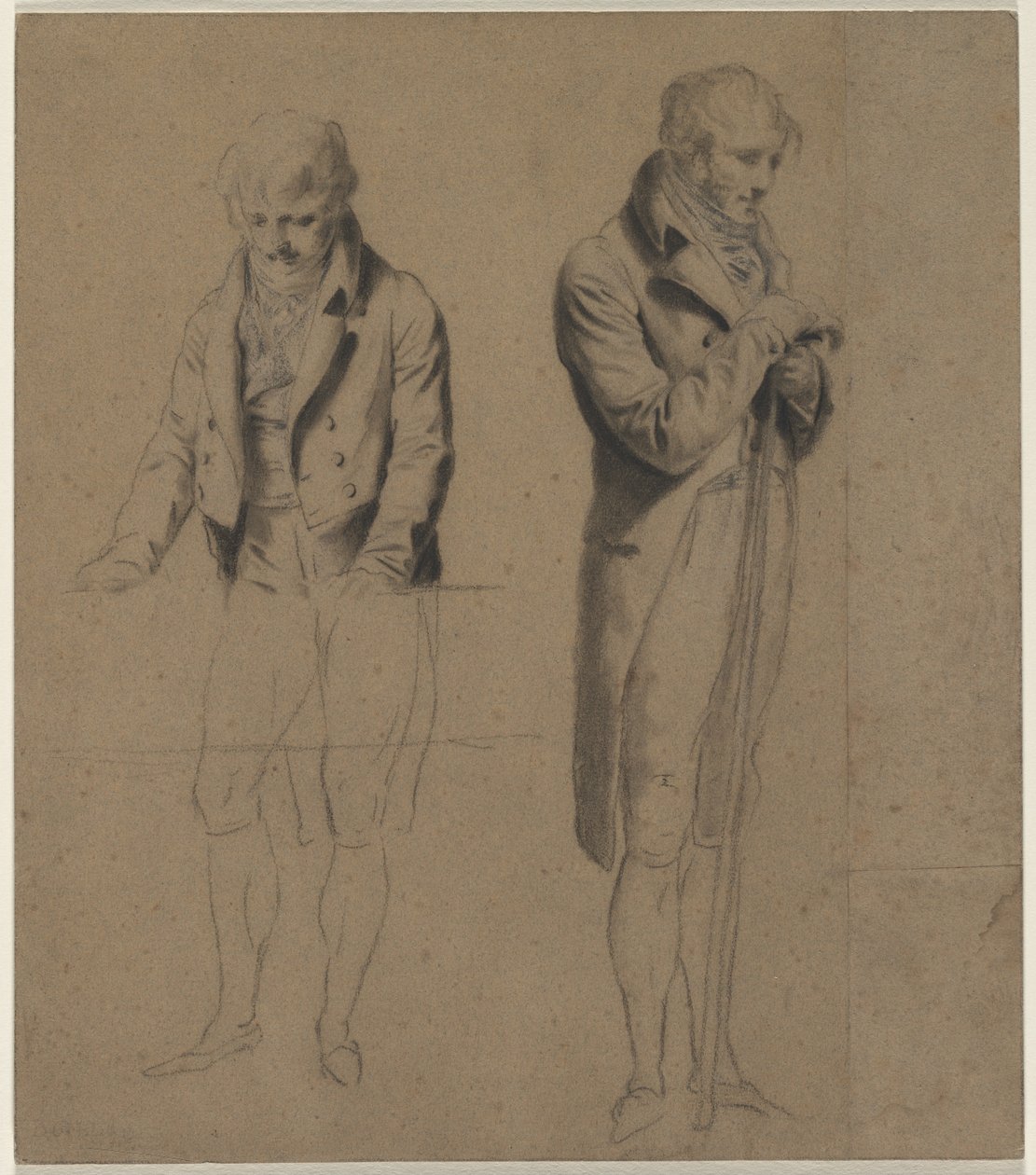 Twee staande figuren (studie voor Een spel biljart) door Louis Leopold Boilly