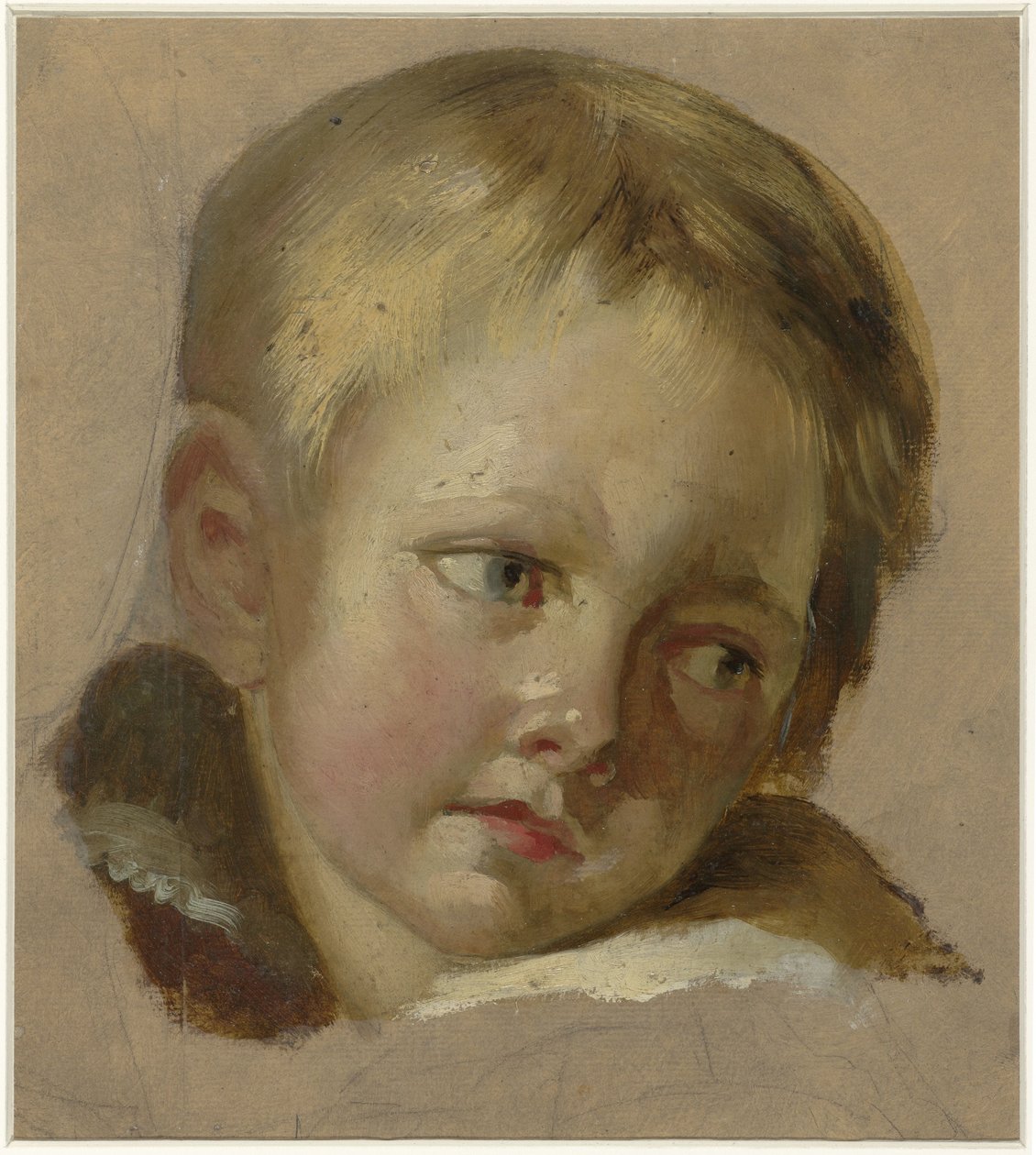 Schets van een kinderkopje met lichtblond haar door Louis Léopold Boilly (rejected attribution)