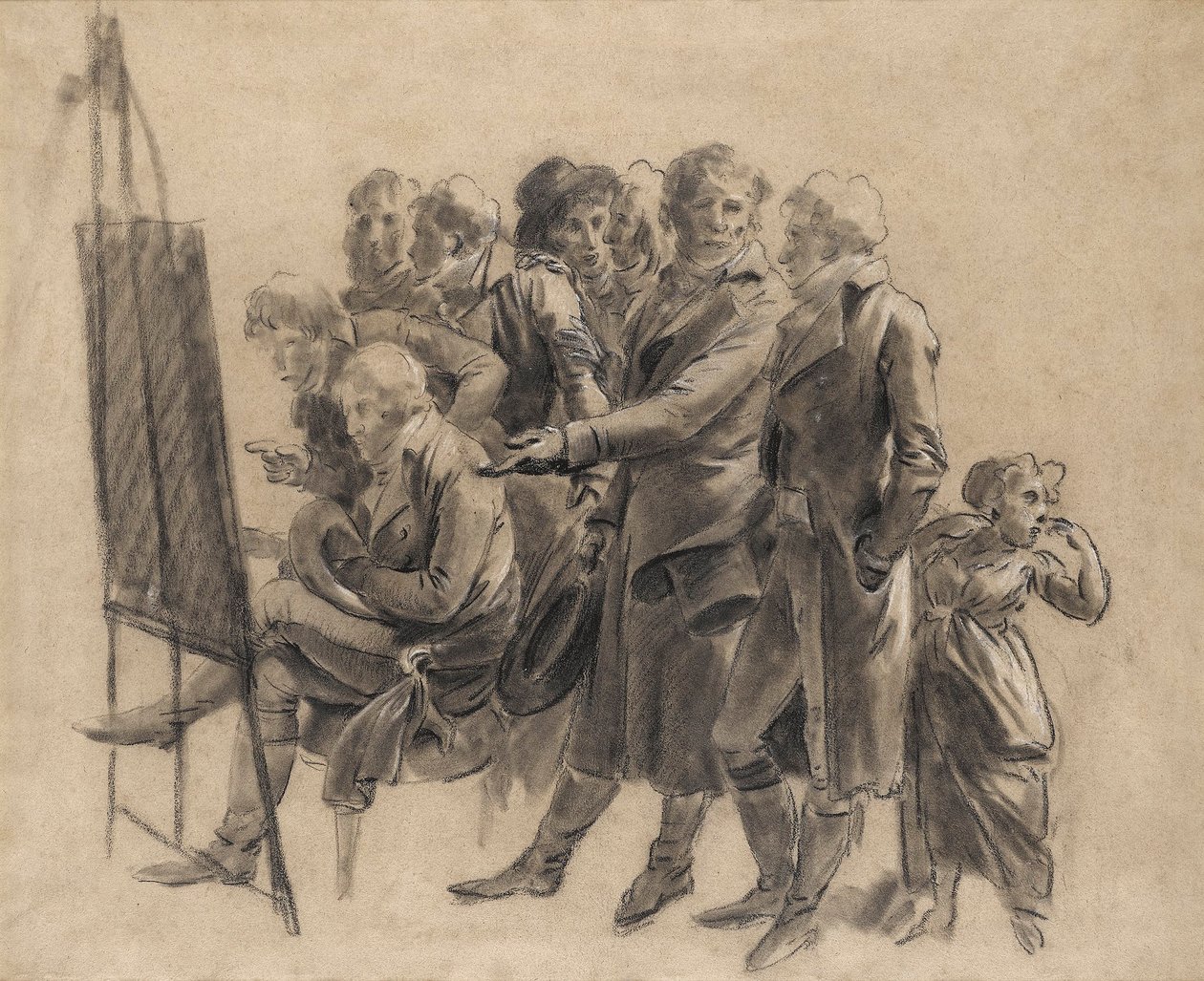 Louis-Léopold Boilly - De ontmoeting van kunstenaars (schets) door Louis Leopold Boilly