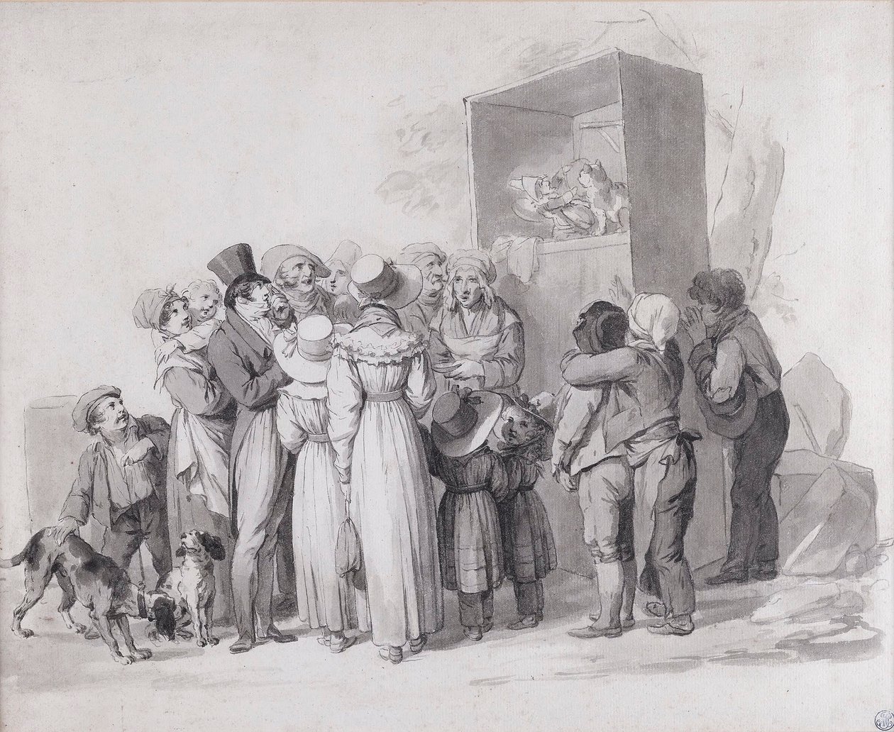 Louis-Léopold Boilly - De arme kat (sketch) door Louis Leopold Boilly