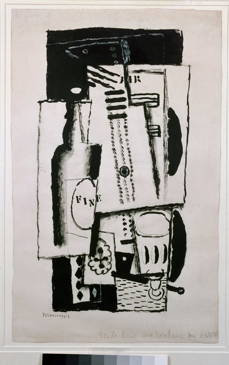 Stilleven, studie voor een schilderij op glas door Louis Marcoussis