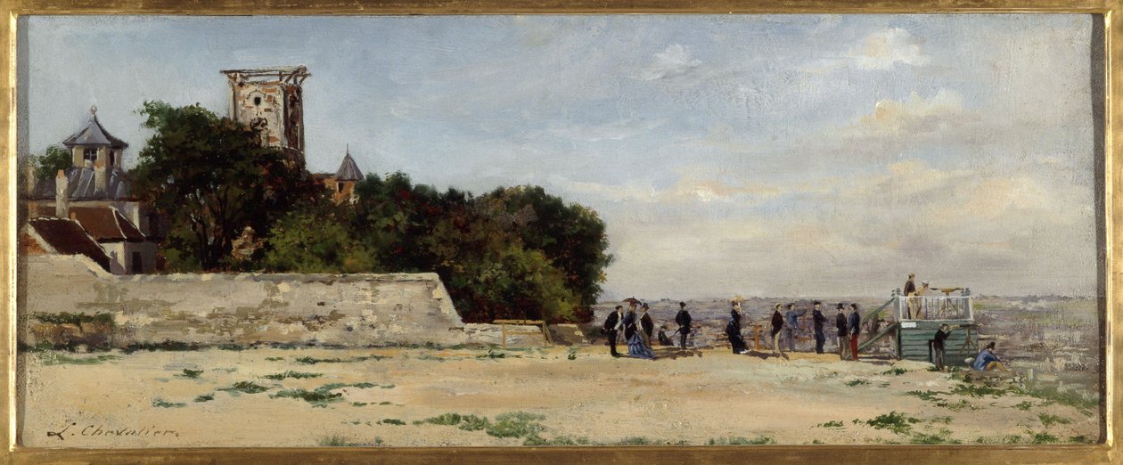 De top van de butte Montmartre, met de toren Solférino, circa 1870 door Louis Marie Chevalier