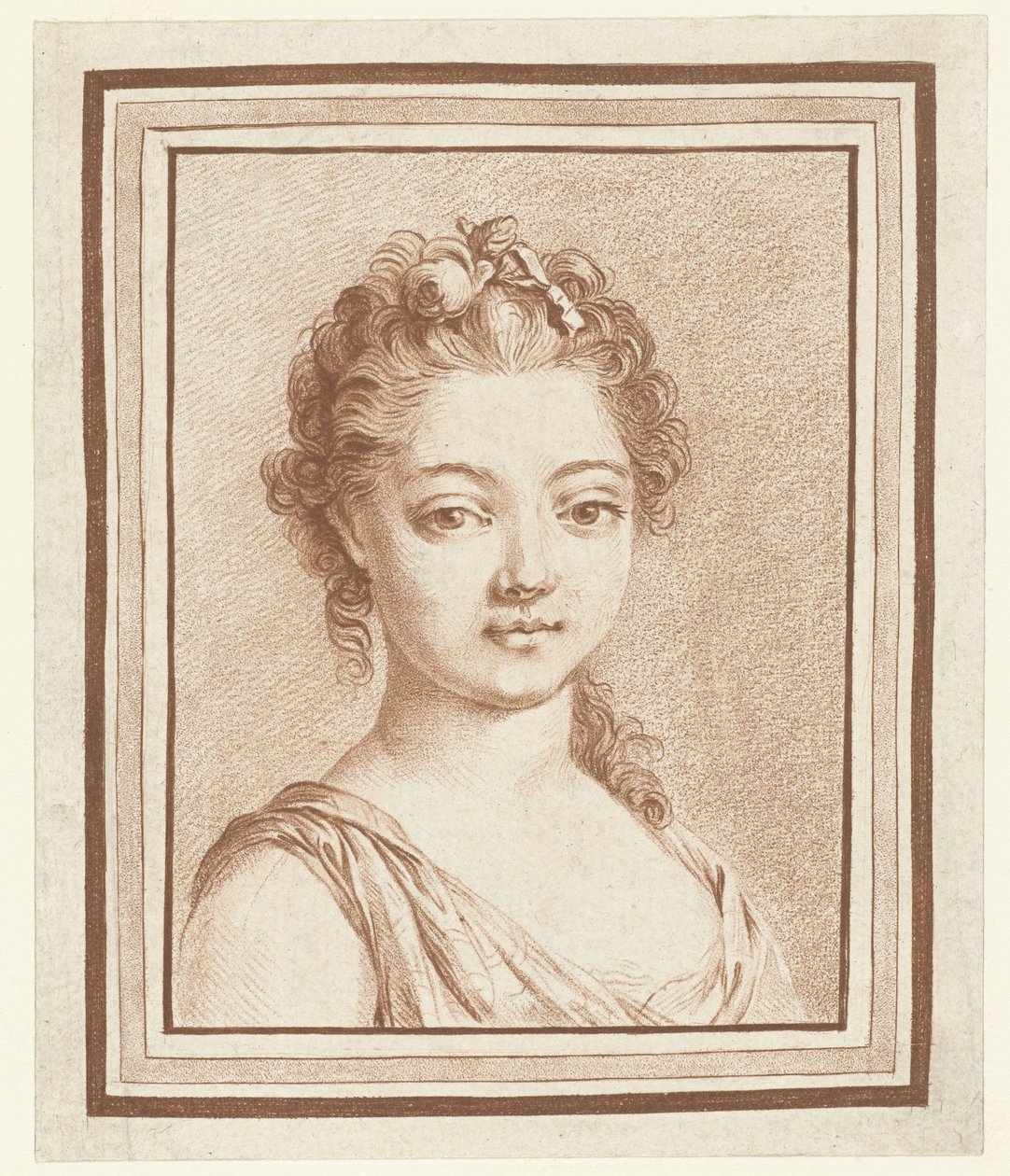 Buste van een jong meisje door Louis Marin Bonnet (attributed to)