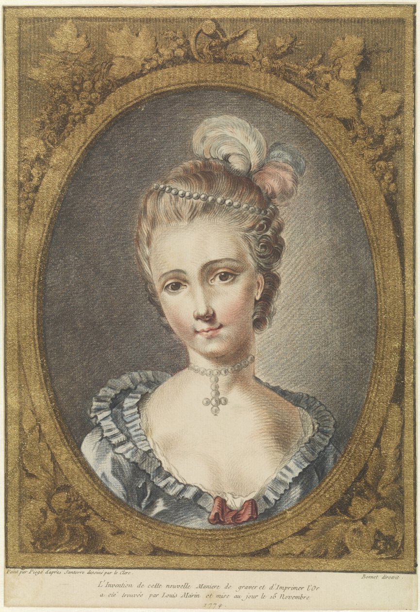 Buste van een jonge vrouw met parelketting door Louis Marin Bonnet