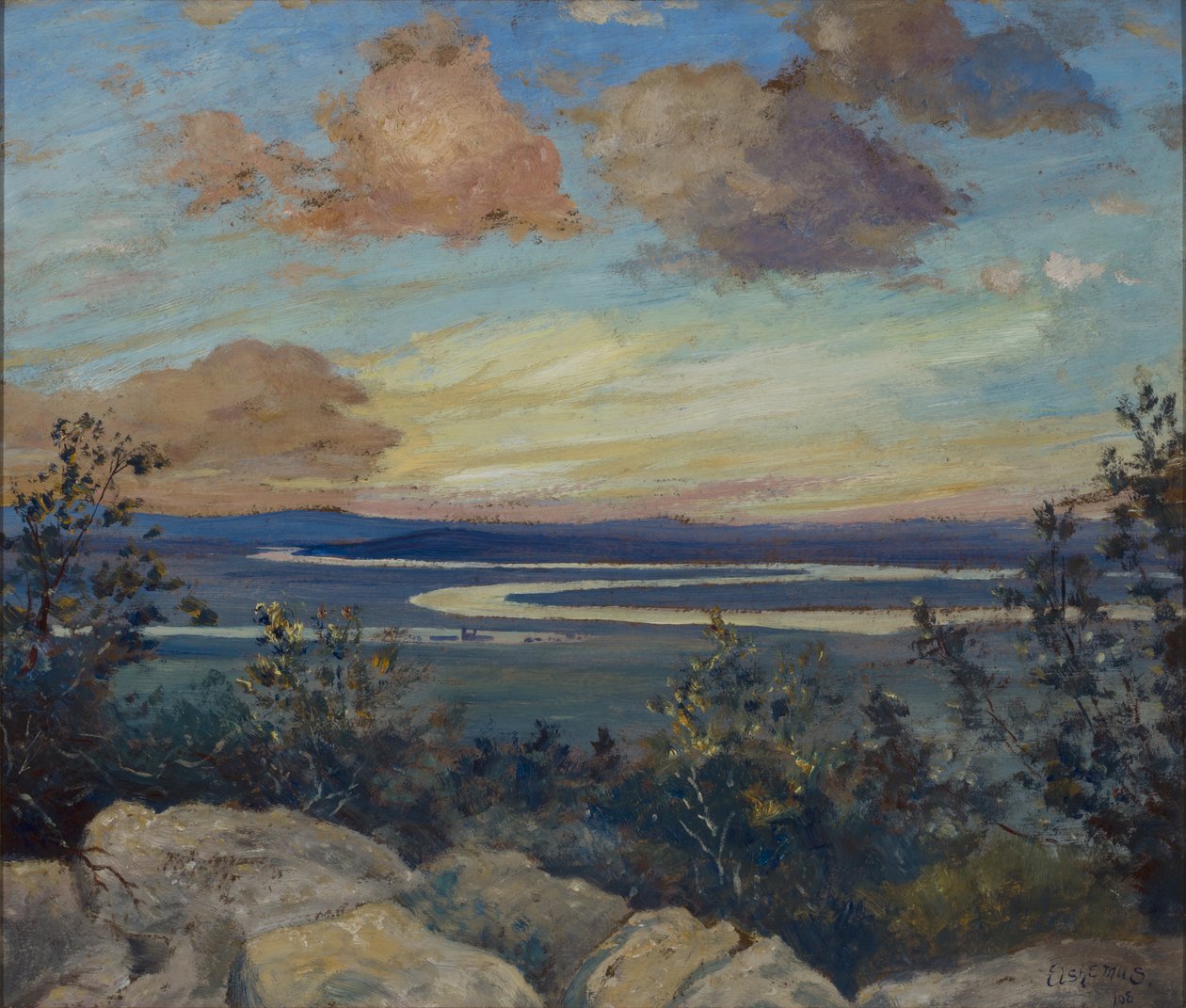 Meanderende rivier door Louis Michel Eilshemius
