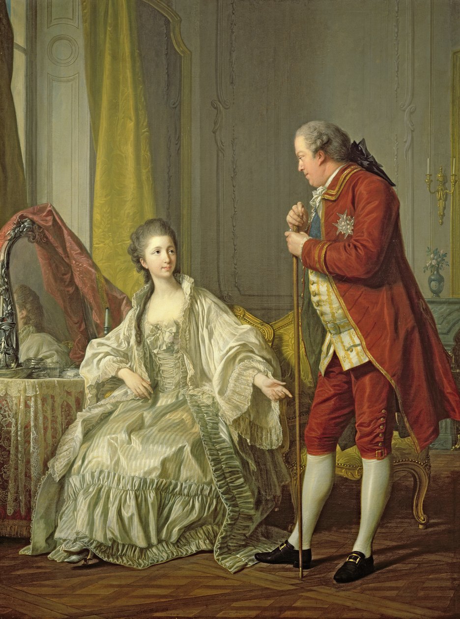 Portret van de markies de Marigny en zijn vrouw, Marie-Francoise Constance Julie Filleul door Louis Michel van Loo