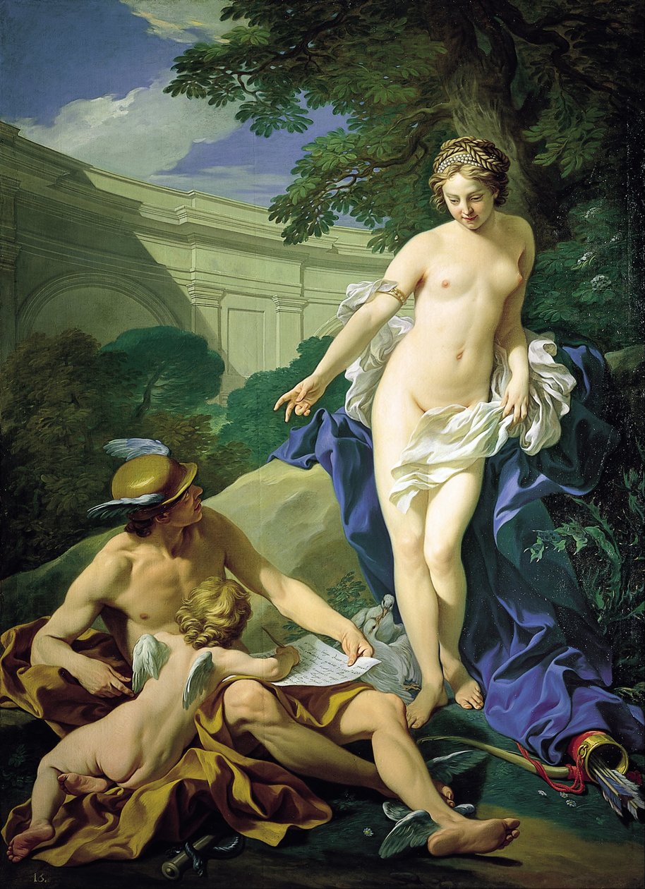 Venus, Mercurius en Liefde door Louis Michel van Loo