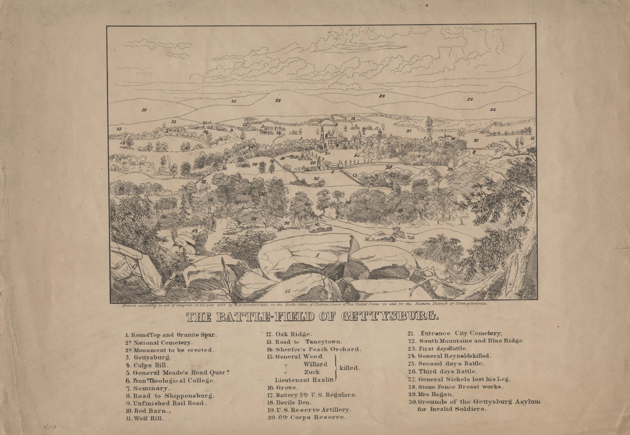 Het slagveld van Gettysburg, ca. 1867 door Louis N. Rosenthal