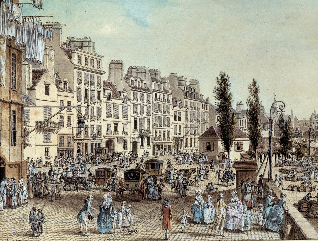 Uitzicht op de haven Saint Paul in Parijs in 1782 door Louis Nicolas de Lespinasse