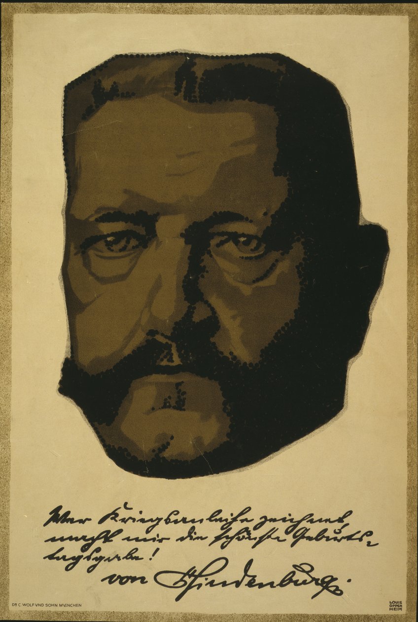 Portret van General Field Marshall Paul von Hindenburg door Louis Oppenheim