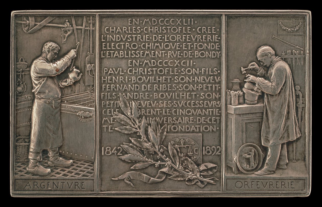 Vijftigste Verjaardag van de Christofle Company [achterkant] door Louis Oscar Roty