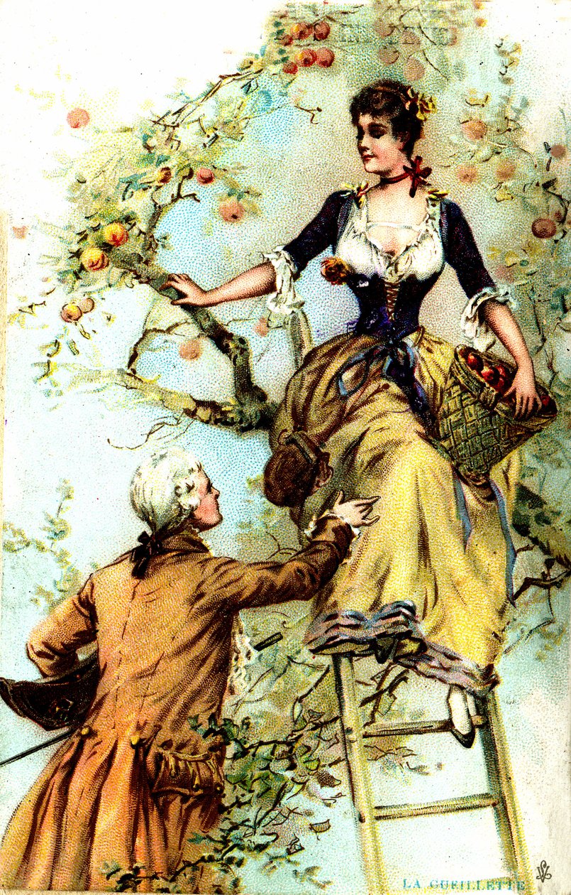 Plukken: Reclame voor cacao Blooker 1874 (prent) door Louis Paul Pierre Dumont