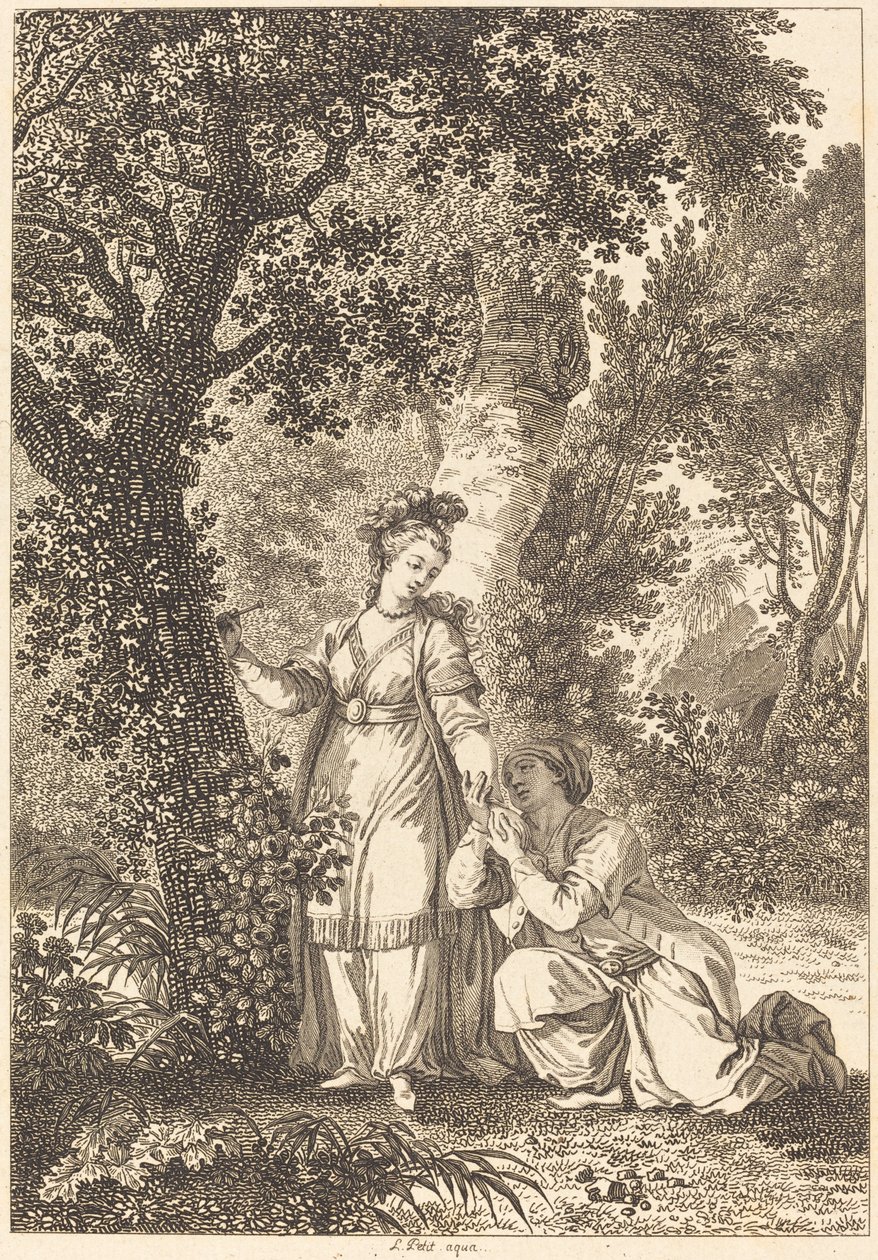 De verloofde van de koning van Garbe: De boom door Louis Petit after Jean Honoré Fragonard