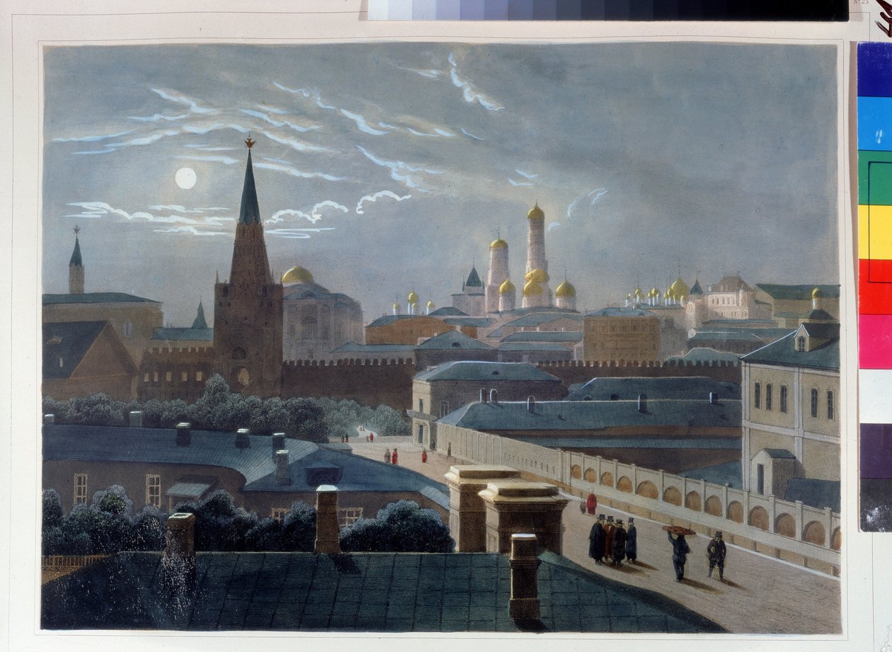 Uitzicht op het Kremlin van Moskou door Louis Philippe Alphonse Bichebois