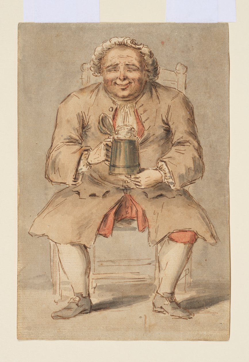 Zittende man met een bierpul door Louis Philippe Boitard