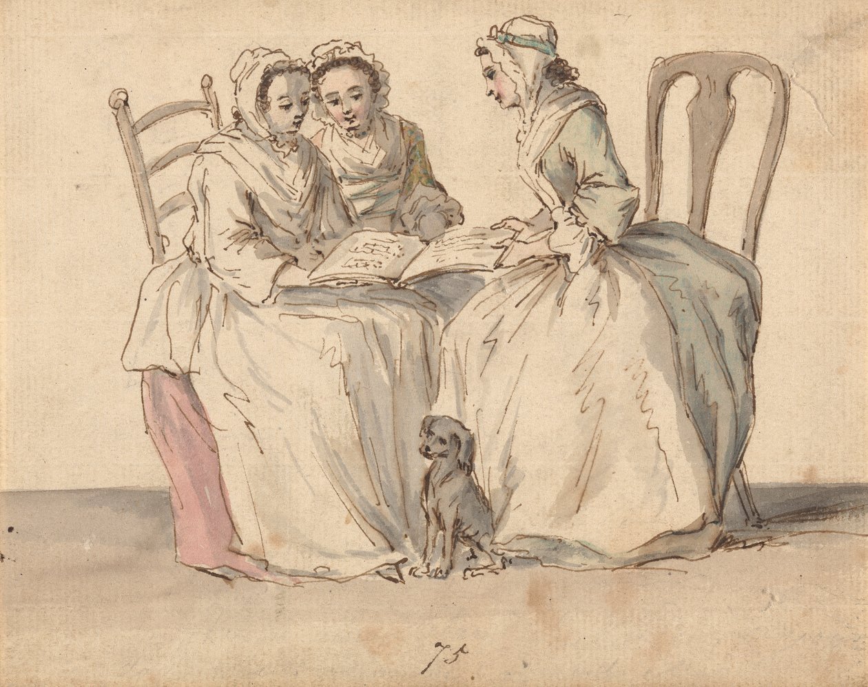 Drie Zittende Dames door Louis Philippe Boitard