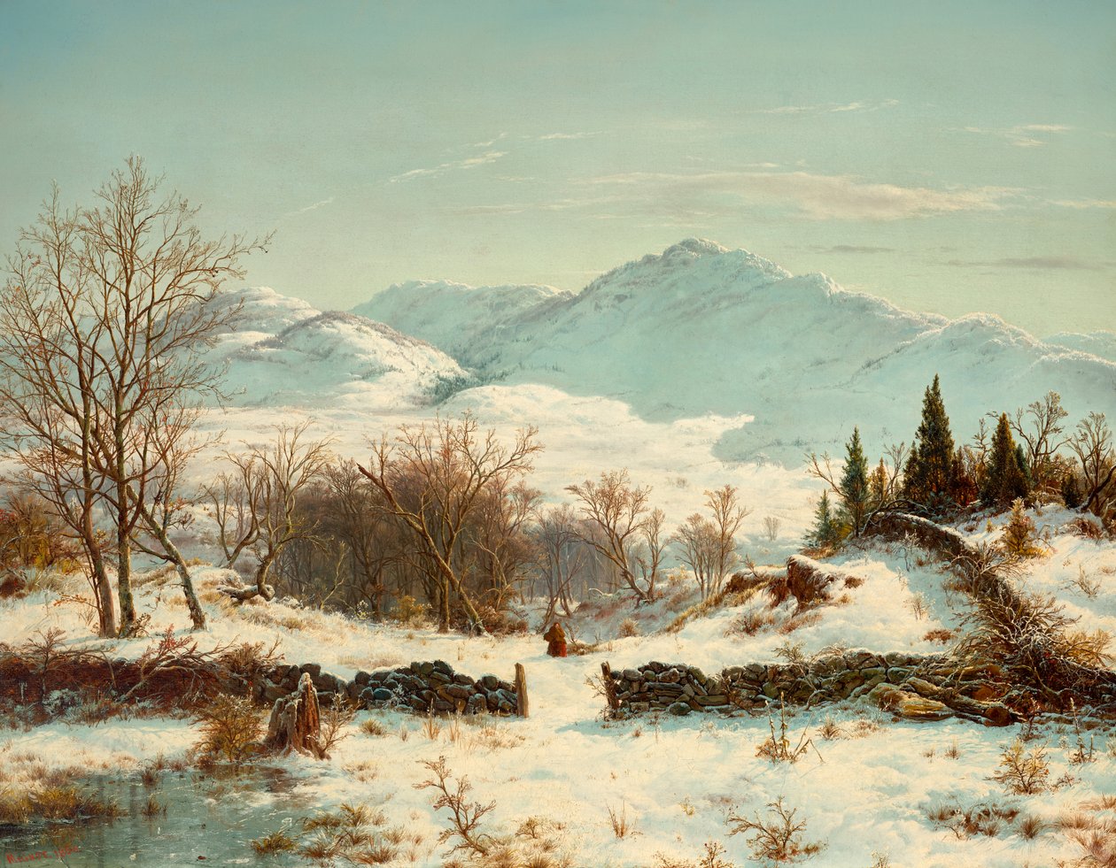 Winterlandschap door Louis Remy Mignot