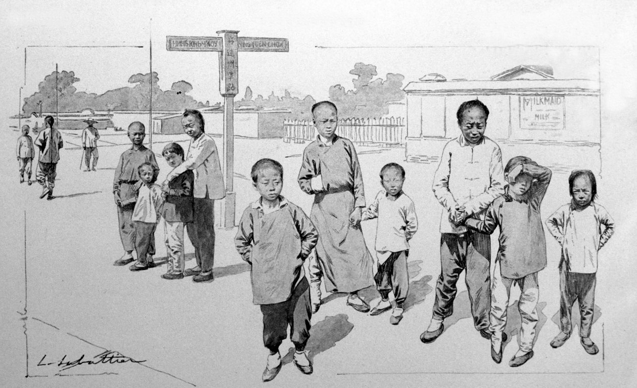 Trans-Siberisch spoorwegstation in China. 1913 door Louis Remy Sabatier