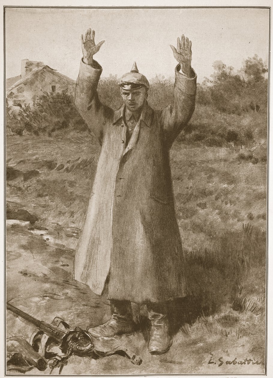 Kamerad.. Pardon! Handen-omhoog methode van Duitse overgave door Louis Remy Sabattier