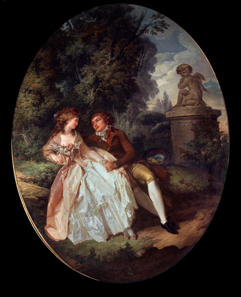 Galante scène (met Cupido) door Louis Rolland Trinquesse