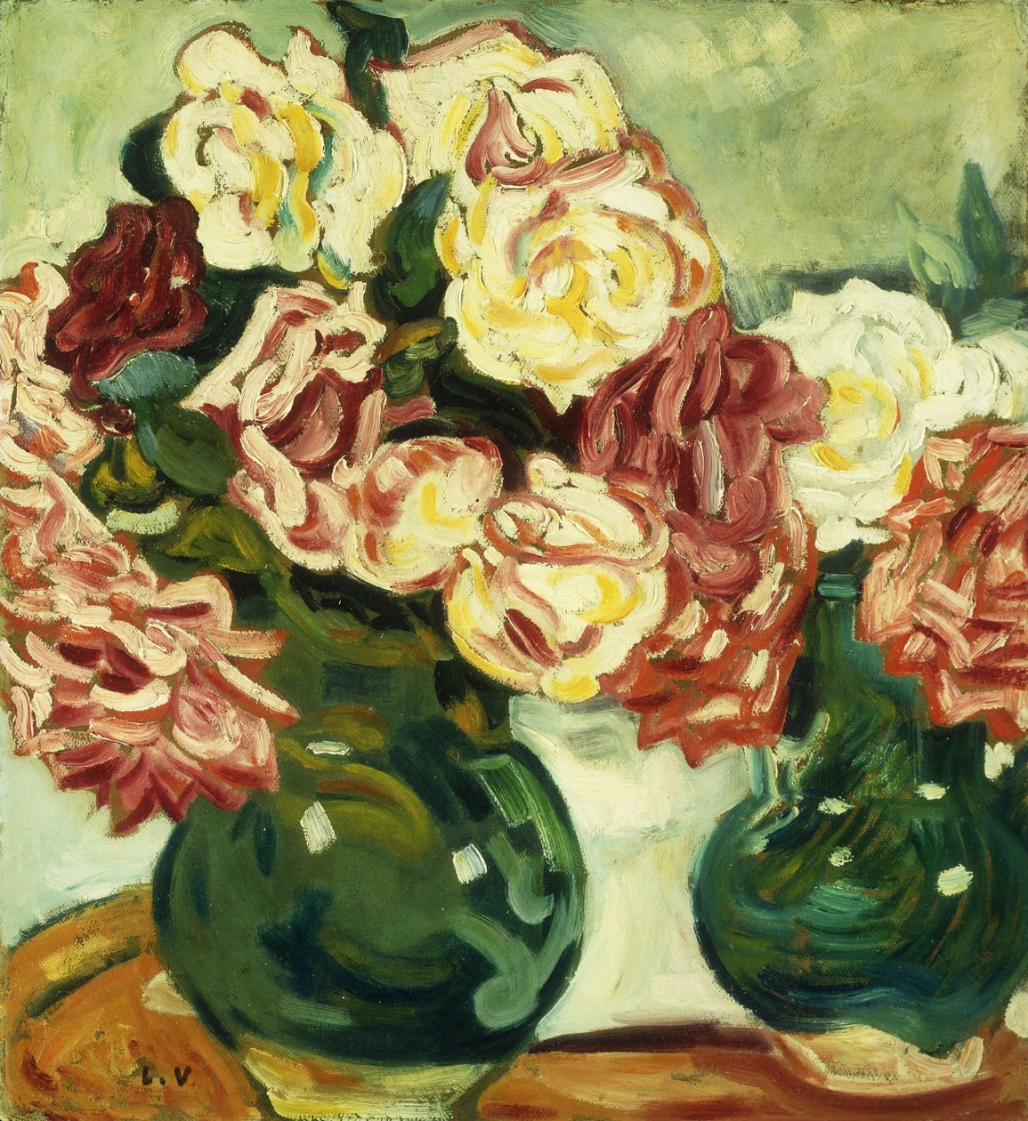 Twee vazen met rozen door Louis Valtat