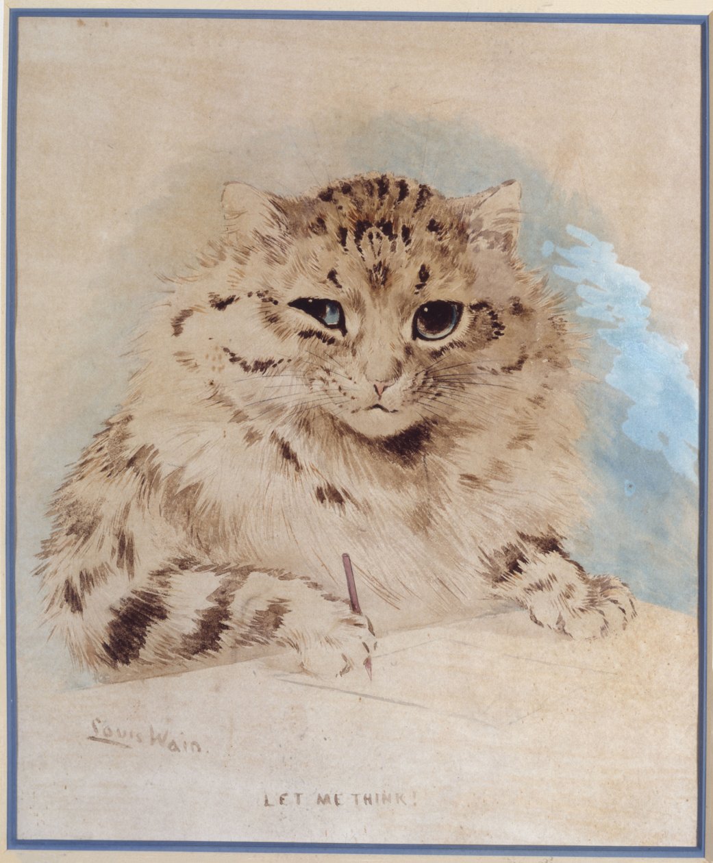 Let Me Think (gouache) door Louis Wain