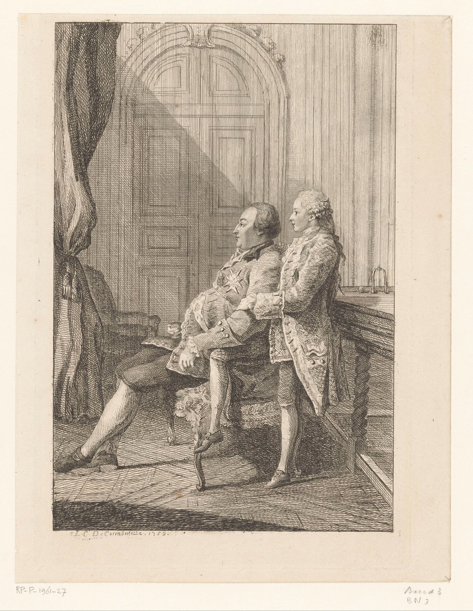Portret van Lodewijk Filips I van Orléans en zijn zoon Lodewijk Filips II van Orléans door Louis de Carmontelle