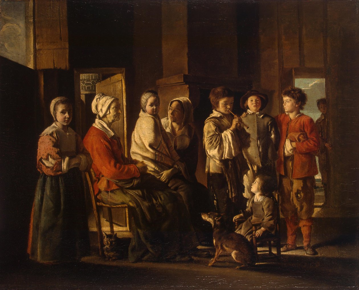 Het bezoek aan de grootmoeder door Louis le Nain