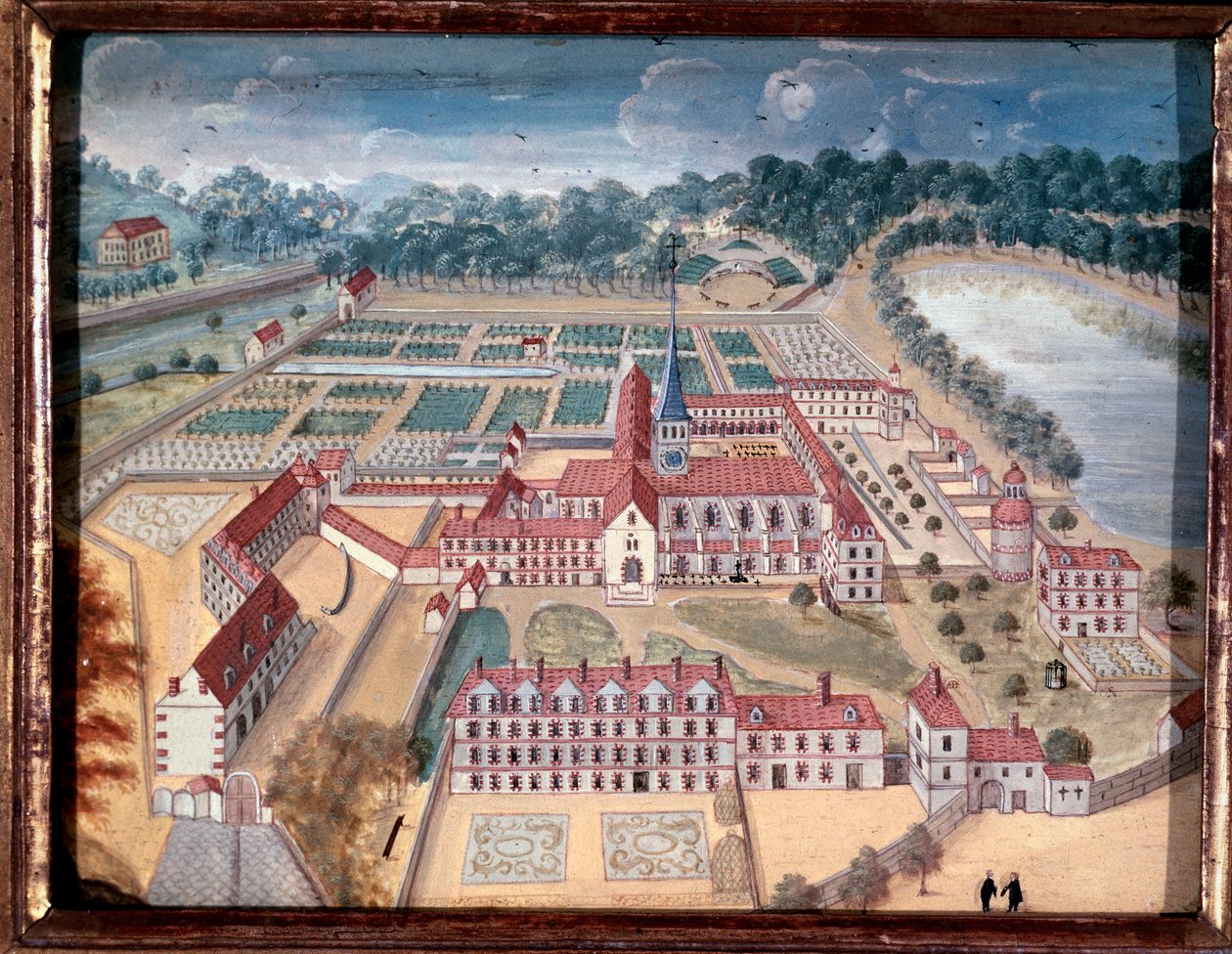 Uitzicht over Abdij van Port-Royal-des-Champs door Louise Madeleine Cochin