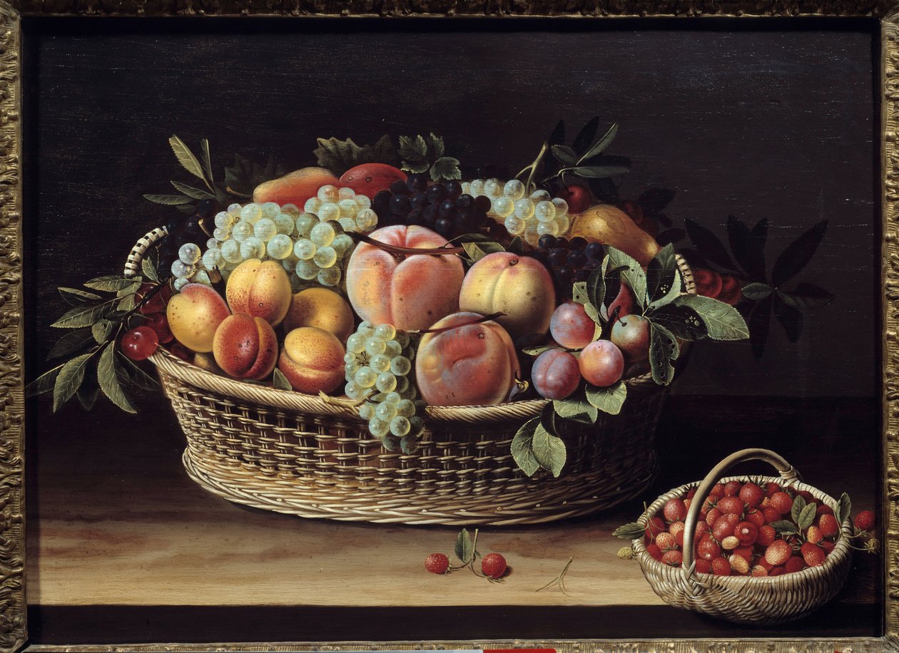 Fruitmand en aardbeienmanden. Schilderij door Louise Moillon (1610-1696) 1635 Toulouse, Musée des Augustins door Louise Moillon