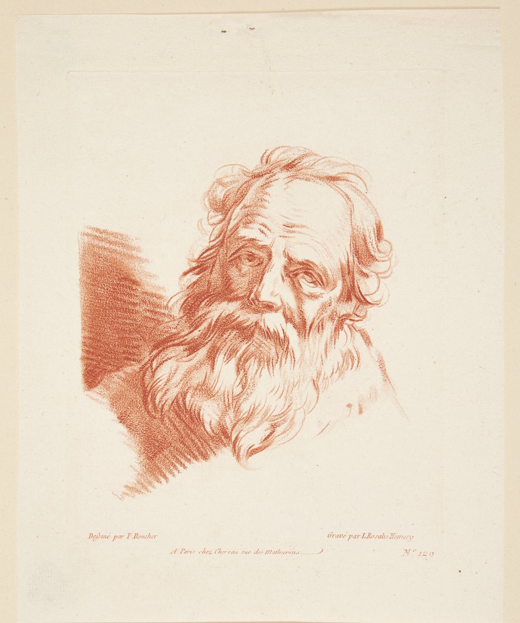 Portret van een oude man en face door Louise Rosalie Hémery