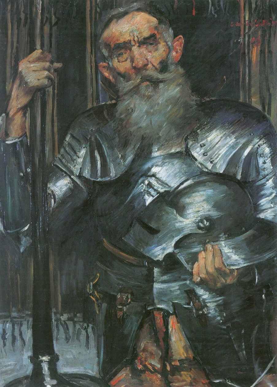 Oude man in ridderharnas door Lovis Corinth