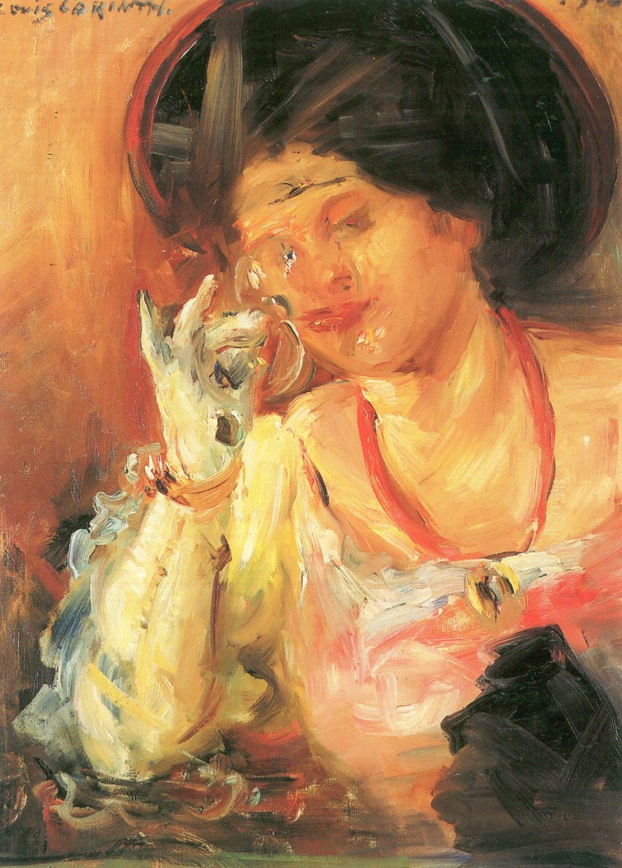 Dame met wijnglas door Lovis Corinth