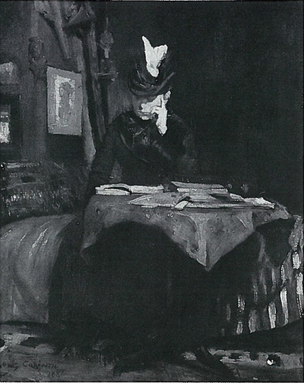 Lezende dame aan tafel door Lovis Corinth