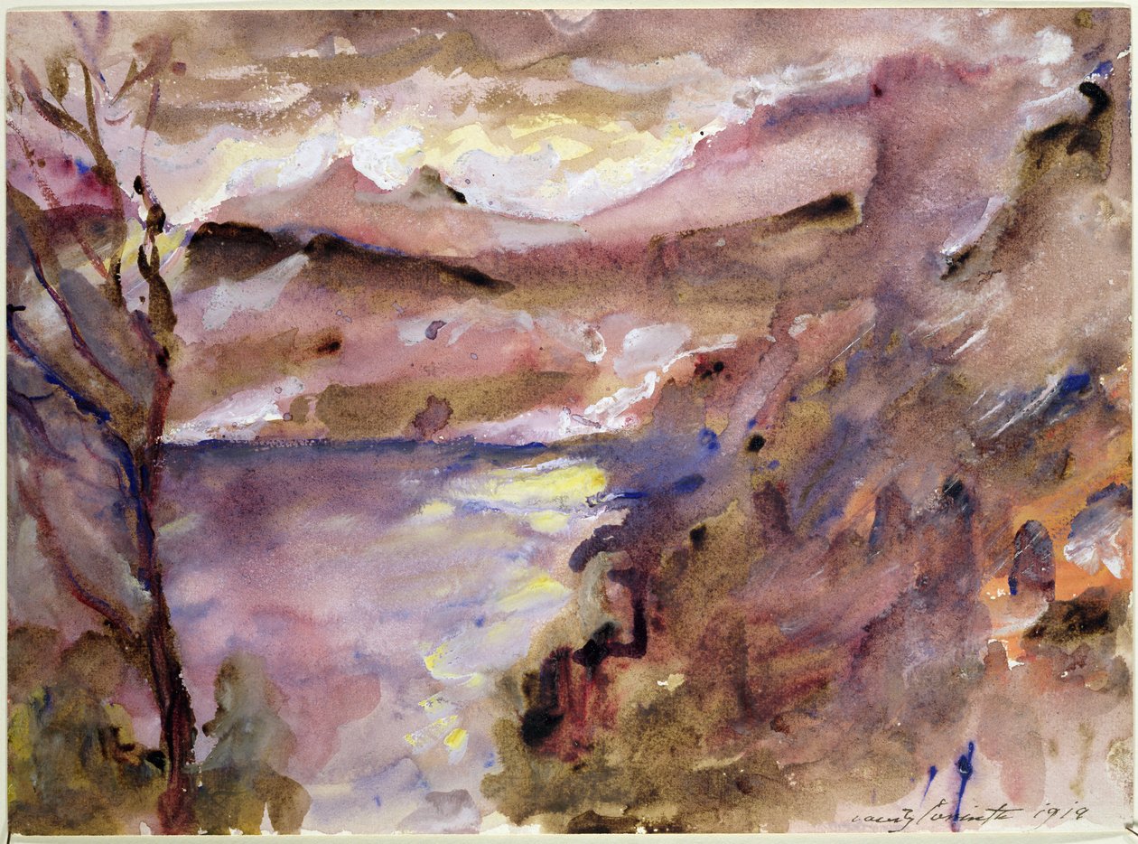 Uitzicht op Walchenmeer, 1919 door Lovis Corinth