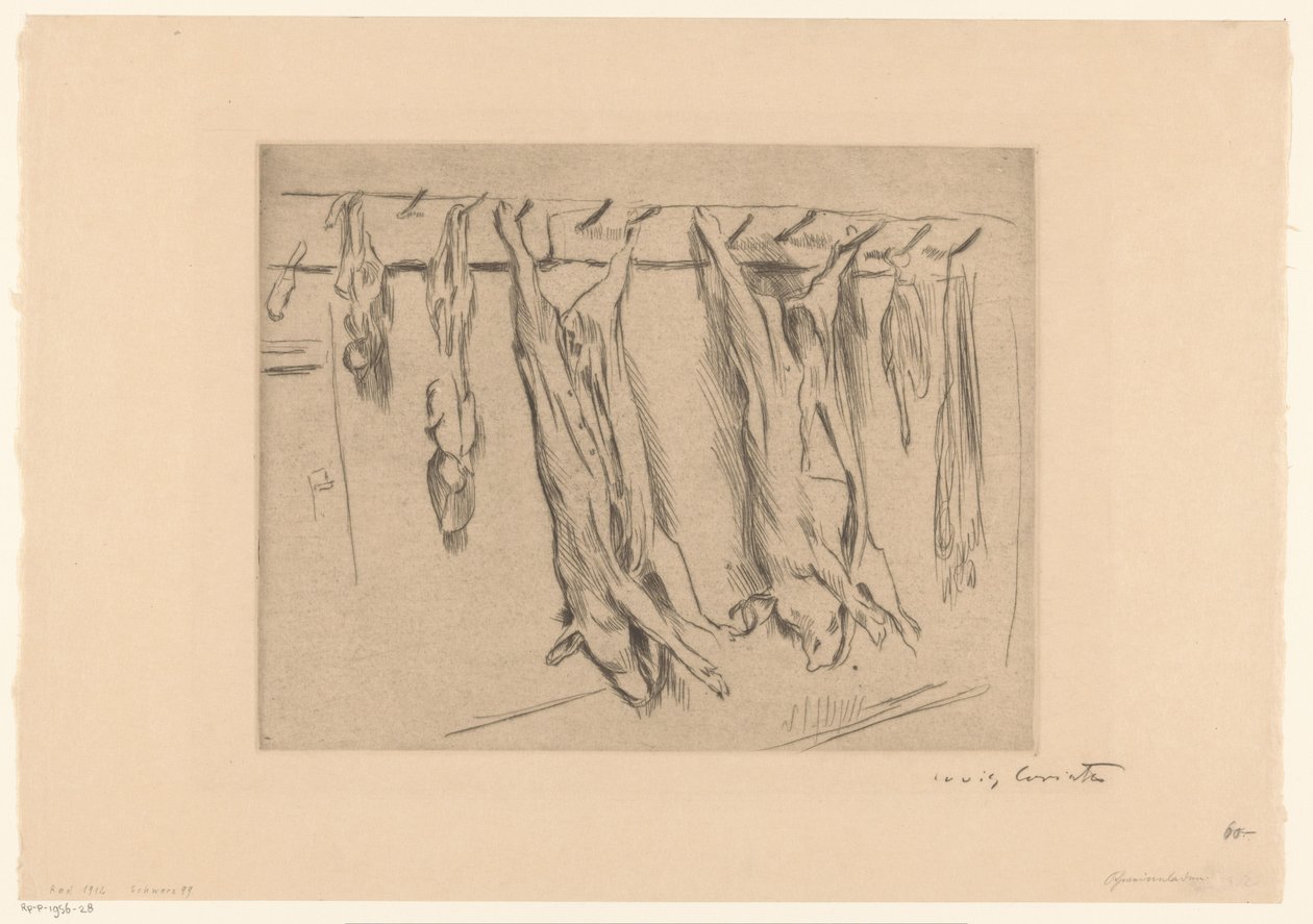 Geslachte varkens door Lovis Corinth (signed by artist)