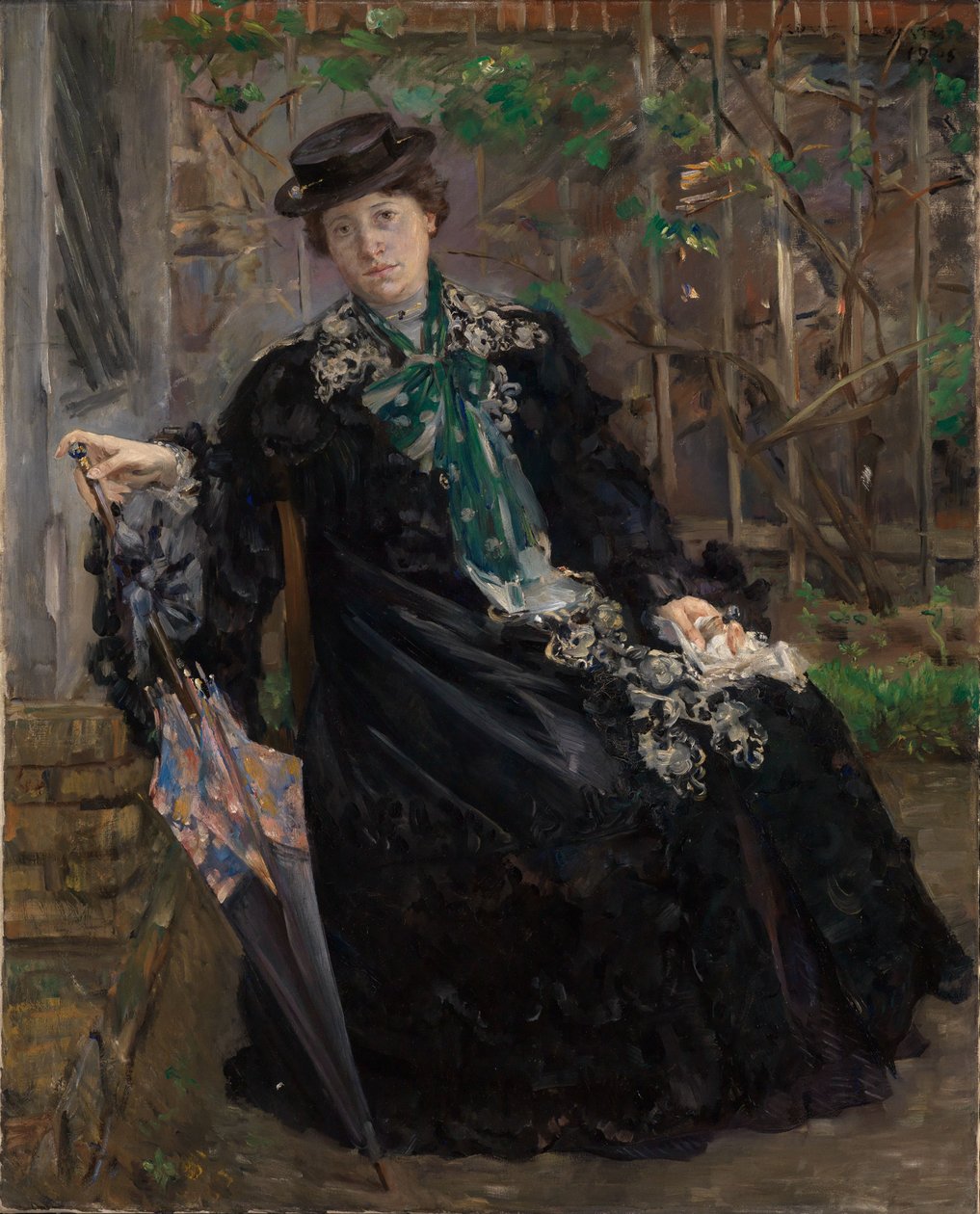 Portret van mevrouw Charlotte Berend-Corinth in de tuin door Lovis Corinth