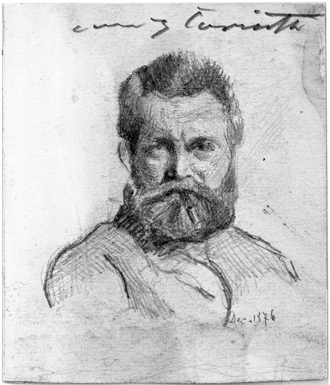 Portret van een oudere man met een baard, gezien van voren door Lovis Corinth