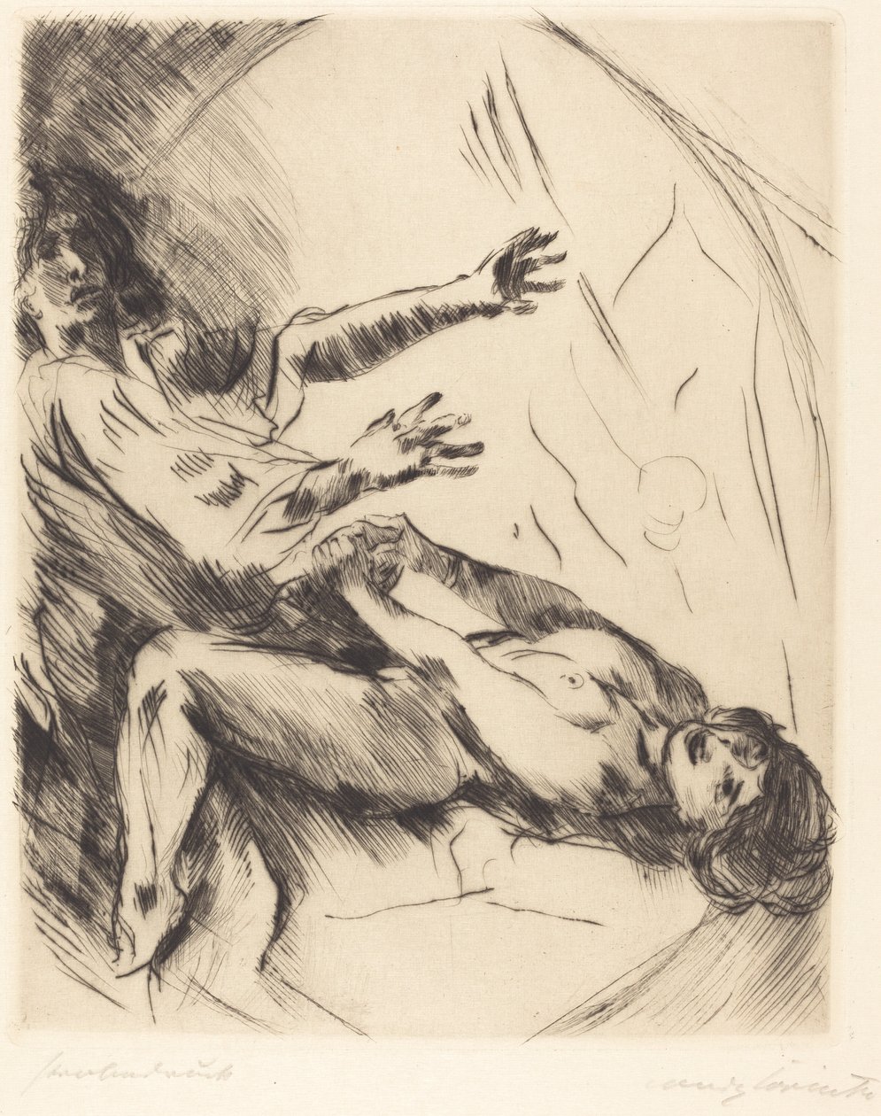 Jozef en de vrouw van Potifar I door Lovis Corinth