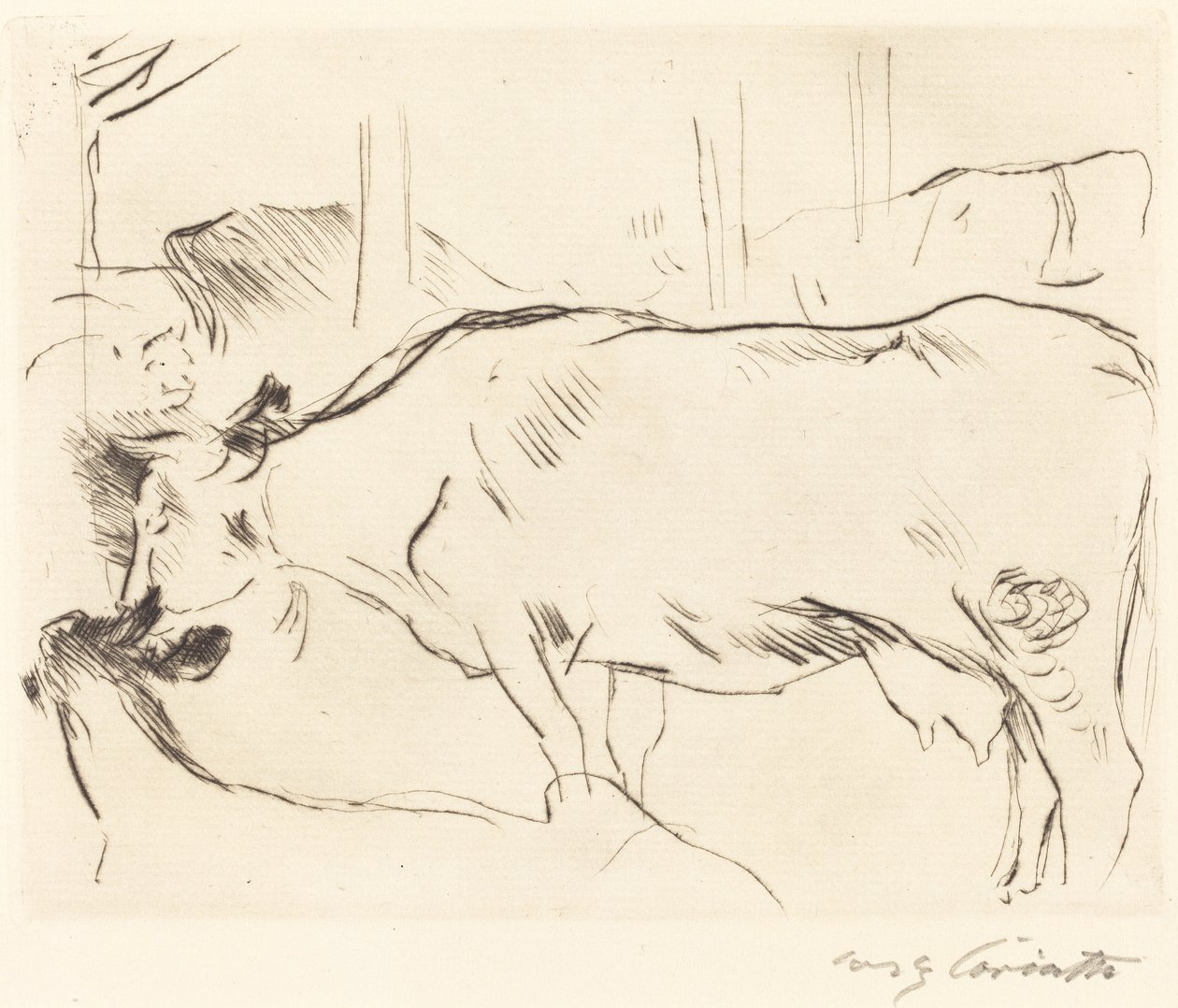 Koeienstal II door Lovis Corinth