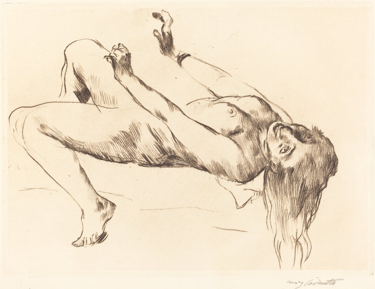 Liegender Weiblicher Akt. Studie zu "Joseph und Potiphar" door Lovis Corinth