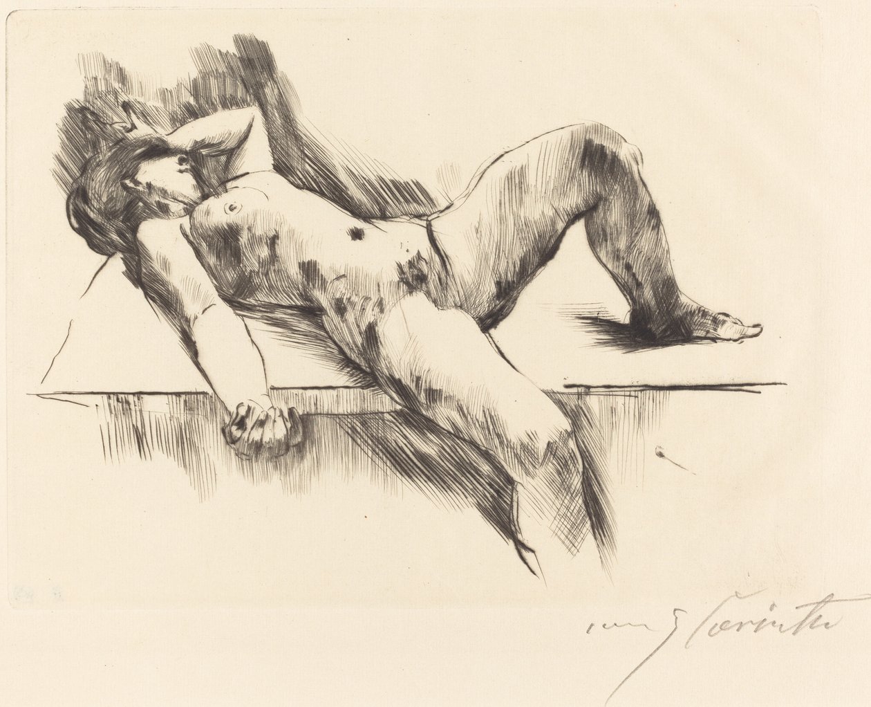 Liegender Weiblicher Akt III (Liggende vrouwelijke naakt III) door Lovis Corinth