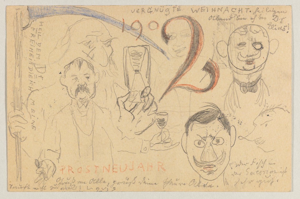 Lovis Corinth aan Carl Strathmann: Postkaart, poststempel 24 december 1901 door Lovis Corinth