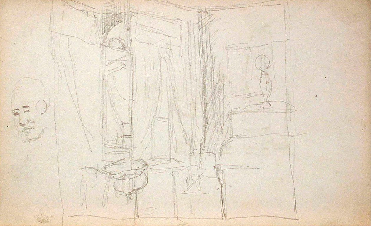 Man die kinderen leidt (recto), interieur (verso) door Lovis Corinth